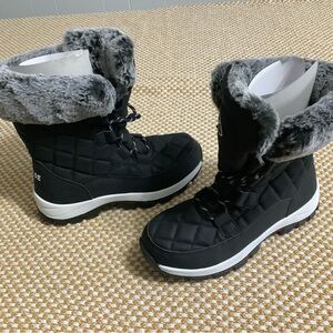 EARLDE Womens snow boots with waterproof lace up mid calf outdoor  size 7.5 wide